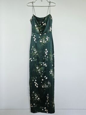 Reformation Frankie Dress Maxi Silk Buena Emerald Green Floral Size 4